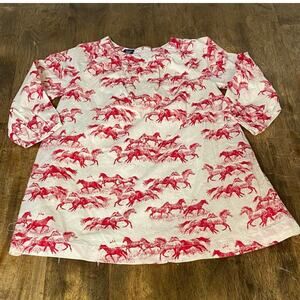 Gap red‎ white horse print long sleeve toddler shirt dress SIZE 3